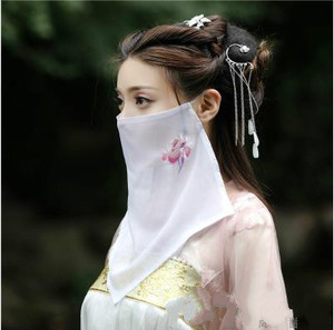 面帘古风遮脸汉服面纱挂耳流苏遮面帘宋制头饰舞蹈遮少女古装配饰