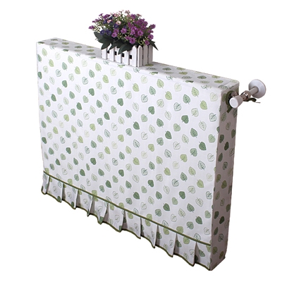 暖气片罩子布艺防尘罩田园老式全包暖气片罩装饰定制绿叶子花边1