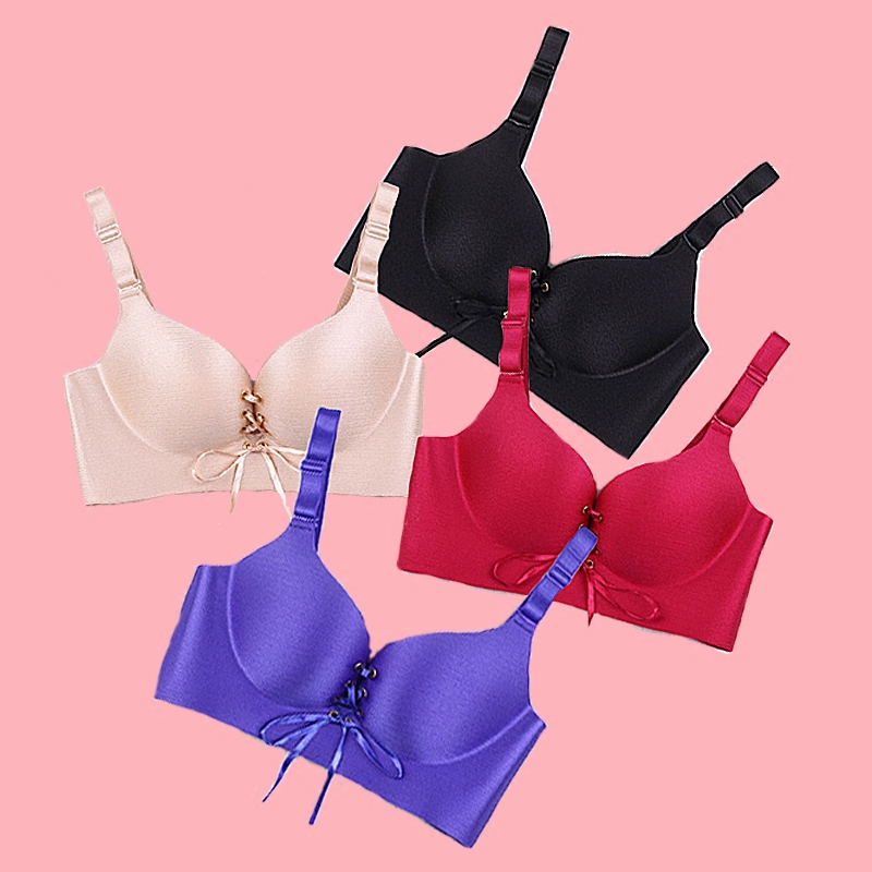 系带内衣绑带式聚拢文胸胸前系带内衣女学生胸罩聚拢小胸a杯薄款