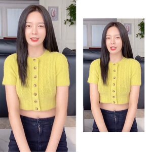 沈梦辰明星同款黄色直筒短袖上衣女修身短款针织开衫2021夏季新款