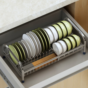 碗架沥水架304不锈钢碗筷盘子架单层厨房抽屉消毒柜内碗碟收纳架
