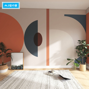 莫兰迪色系拼色壁画北欧几何墙纸网红客厅卧室床头沙发背景墙壁纸