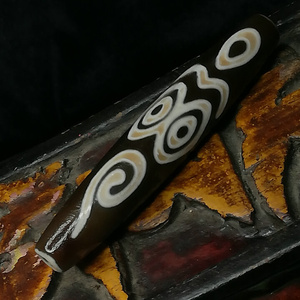 日本购西藏包浆藏神般若法眼老d天珠男女民族风项链吊坠佛珠背云