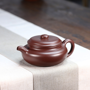 蜀园宜兴紫砂壶原矿紫泥大口扁腹仿古大容量紫砂茶壶茶具家用