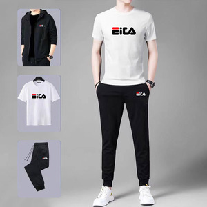 夏季芬芳斐乐薄款男士休闲运动套装大码透气短袖长裤跑步服三件套