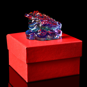 沐夕七彩水晶金蟾摆件 三足蟾蜍招财客厅家居装饰品小吉祥物开业