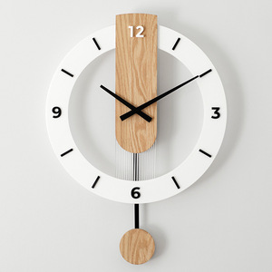 创意现代简约实木制挂钟透明钟表挂钟客厅家居墙钟装饰钟轻奢表