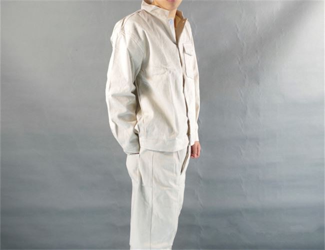 日本购电焊工作服帆布白色纯棉工服套装男工人帆布衣服劳保焊工烧