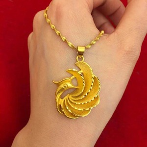 44号越南沙金18k女款凤凰项链,不褪色,靓丽闪耀金店经典款带999
