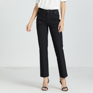 威尔浪welllong女裤春夏商务休闲长丝面料中腰直筒西裤bc6245-00