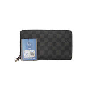 95新lv/路易威登黑棋盘格男士长款拉链钱包夹带卡槽_阿里巴巴找货神器