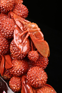 寿山石摆件荔枝硕果累累雕刻精o品客厅石雕天然篆刻办公室玄关家