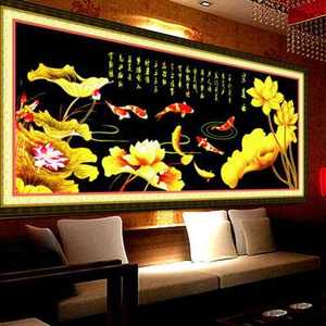 十字绣珠子绣荷花