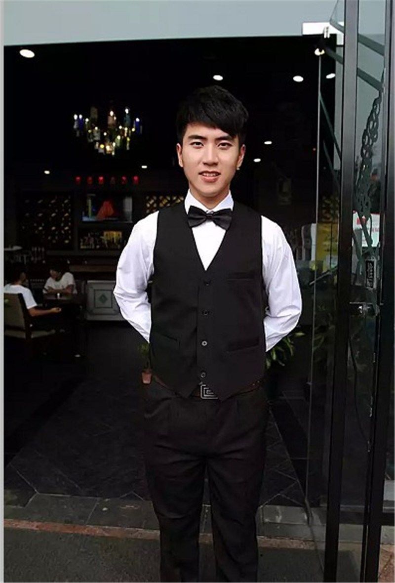 200人付款淘宝酒店ktv服务员工作服马甲套装男短袖酒吧餐厅水会吧台工
