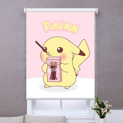 来图定制皮卡丘厨房卫生间厕所儿童g房卡通卷帘卷拉式遮阳光窗帘