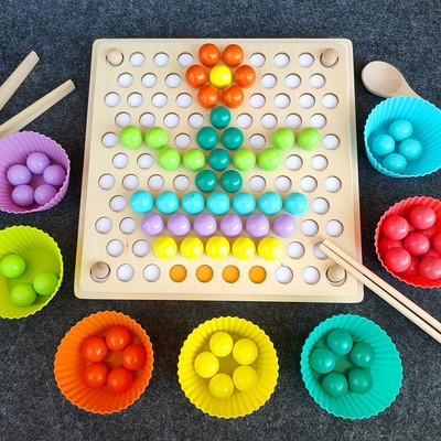 宝宝学筷子训练夹珠子夹球豆男孩幼儿园教具女童玩具益智早l教拼