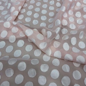 垂感半透明粉色圆点剪花提花波点雪纺布料衬衫连衣裙汉服时装面料