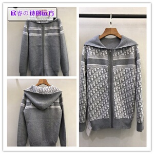 dior/迪奥 22新款男士经典老花logo印花羊绒双面穿开衫外套男装