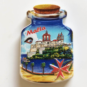 马耳他创意漂流瓶风景旅游纪念工艺礼品磁铁冰箱贴3D印刷家居饰品