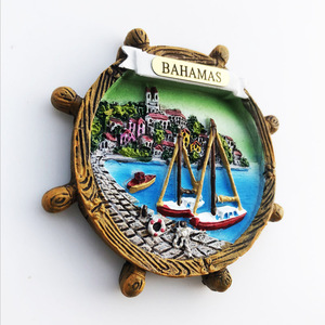 创意巴哈马船舵海景旅游纪念品工艺品磁铁冰箱贴海滨风景留言贴