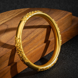 新金包银手镯女999足金纯金纯银古法传承镯黄金实心简约金镯子