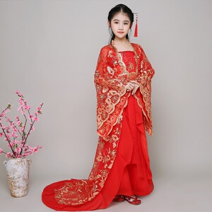 000人付款淘宝儿童皇后古装女童拖尾贵妃公主宫廷服装古代衣服仙女