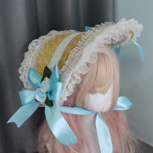 bntbb手作茶会田园优雅草帽儿童小清新洛丽塔原创lolita波奈特帽