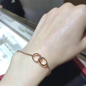cartier/卡地亚经典love手链18k玫瑰金双环无钻款情侣手环 女