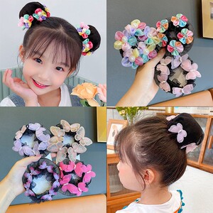 儿童考级舞蹈发网网兜女童扎丸子头盘发神器发圈头饰扎头发发饰品清