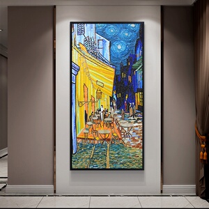 新款精品 梵高星空下的咖啡馆 马赛克拼图 玄关背景墙装饰画u 瓷