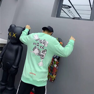 香港代购克罗卫衣2021秋季新款ch卡通印花薄荷绿宽松长袖男女潮