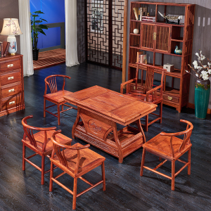 大祥之家红木元宝茶台新款无门刺猬紫檀茶艺桌泡茶茶几茶桌椅组合