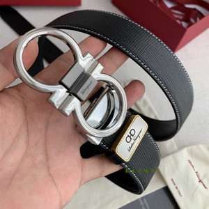 代购ferragamo/菲拉格慕21新款银马蹄扣字母logo男士皮带女士腰带