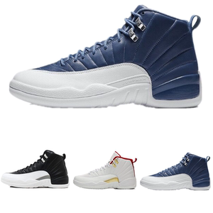 乔12男鞋aj12北卡蓝女鞋金扣黑红高帮百家衣白红青蓝运动篮球跑鞋