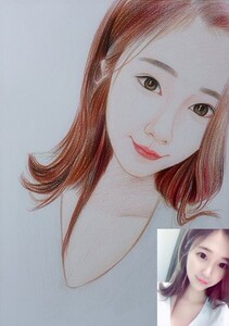 500人付款淘宝代画素描人物画手绘定制彩铅笔自画肖g像画彩铅画照片