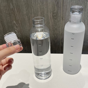 时间刻度防摔塑料水杯子女男学生韩版高颜值ins风便携大容量水瓶