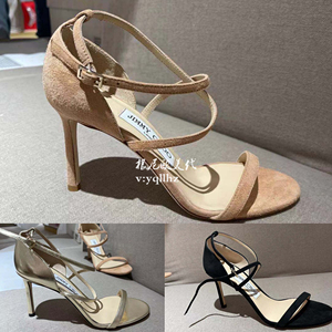 jimmychoo周仰杰 新款高跟凉鞋一字带罗马jc细跟露趾踝扣女鞋