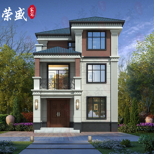 网红三层新中式别墅设计图纸100平小宅基地农村自建房子楼房效果