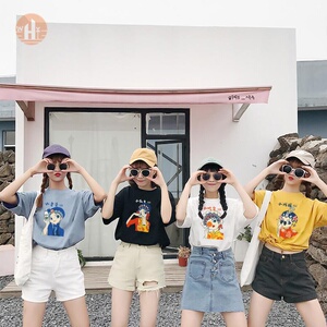 不一样闺蜜装四人f夏季寝室姐妹女装毕业照衣服高中大学生宿舍t恤