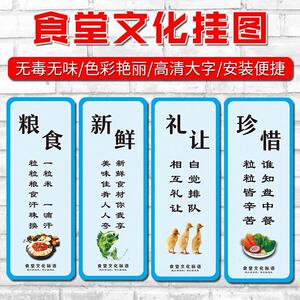 墙贴员工食堂装饰墙面文化墙宣传文明用餐标语贴纸画餐厅5人付款48