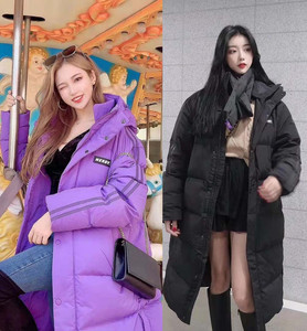 韩国潮牌nerdy羽绒服中长款明星同款男女冬季短款连帽过膝外套厚