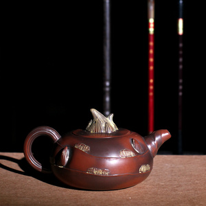 张振和大师纯手工制作仿生马蹄壶钦州泥兴陶紫沙复古精致功夫茶壶