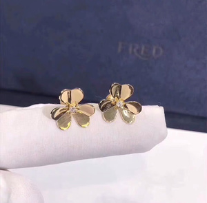 vca梵克雅宝三花耳钉18k玫瑰金白金经典款带钻耳拍 项链 手链女