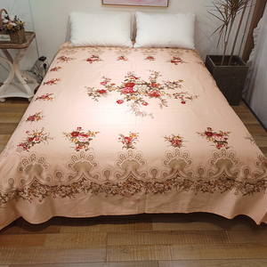 全棉纯棉老上海印花床单龙凤k牡丹花被单老式丝光棉垫单国民双人