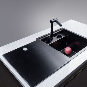 水槽单槽水池带盖开窗水盆小号茶水间池石英石盖板手工单槽内吧台