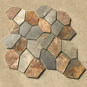 庭院青石板地砖天然仿古冰裂纹石材公园背景墙铺地碎拼石板文化石