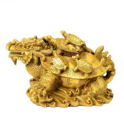 w日品吉用紫摆铜物龟家铜龟纯镇九龙水祥龟龙件石风居九子本