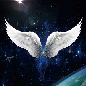 羽毛星空天使之翼拍照背景墙壁纸3d立体蓝天白云艺术翅膀墙纸壁画