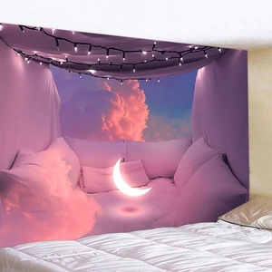 北欧简约ins风梦幻星空云朵女生卧室背景布学生宿舍墙壁装饰挂g毯