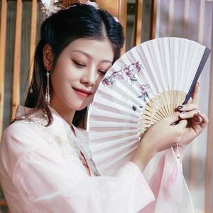 文艺古风折扇女随身折叠小扇定制中国风古典旗袍汉服扇杭州扇子女